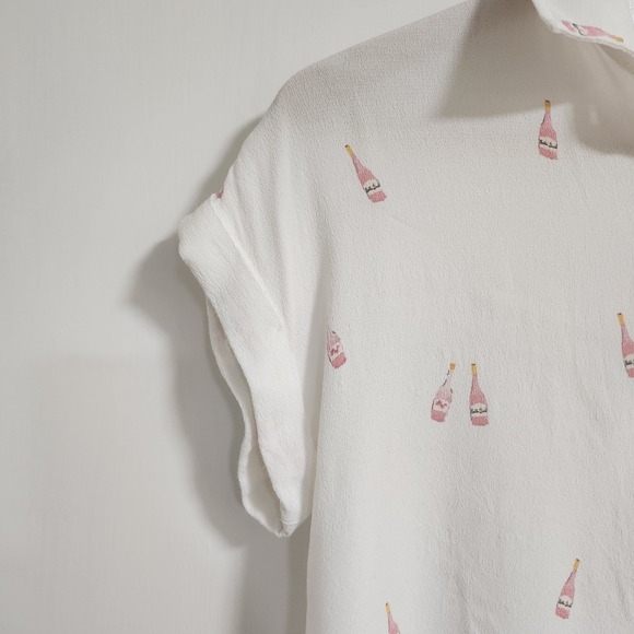 Rails Whitney Button Up Champagne Bottle Blouse In Rose - Picture 8 of 14